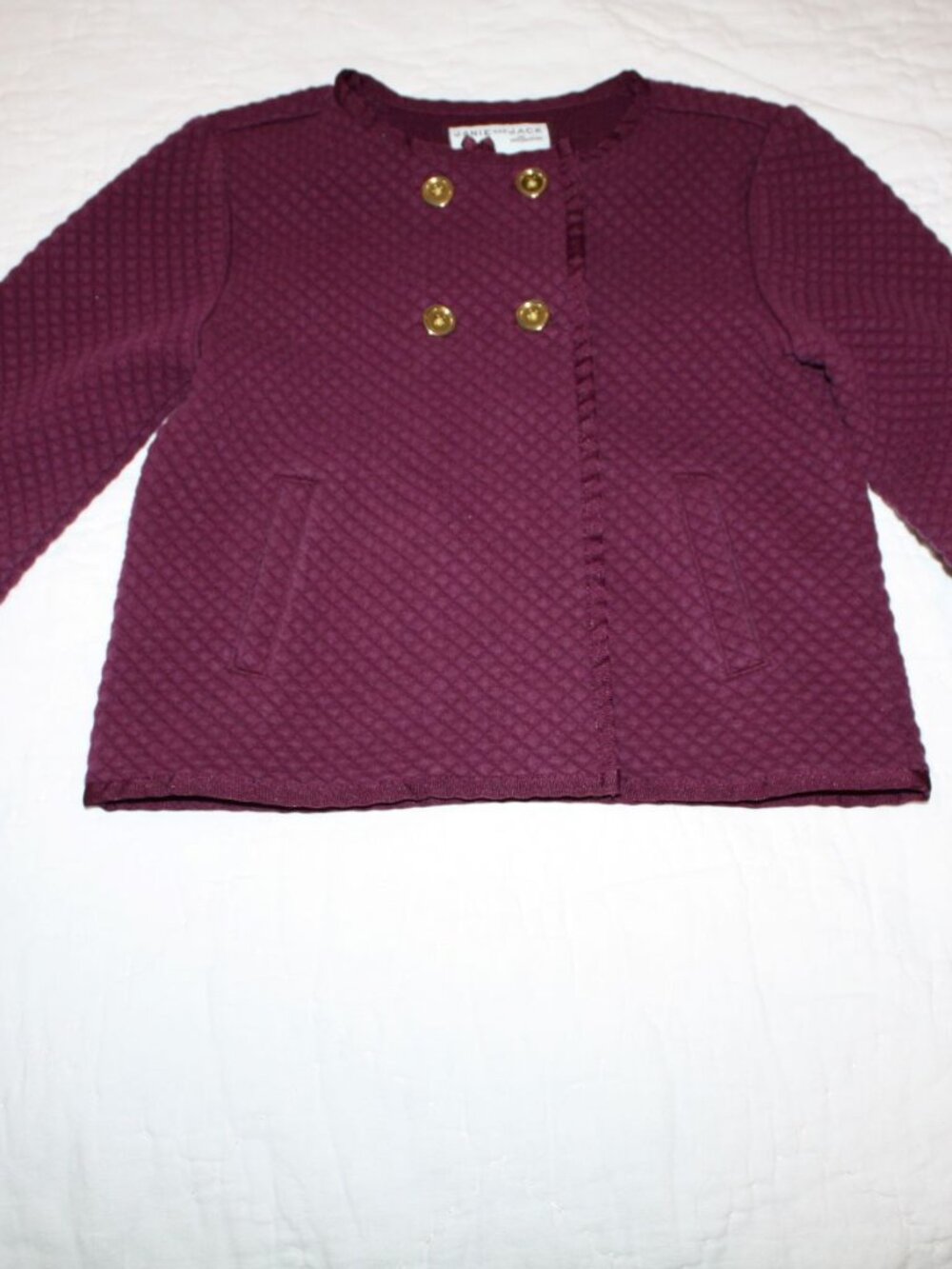 Janie and Jack Size 5-6 BLOOM TOWN Burgundy Quilted Jacquard Jacket